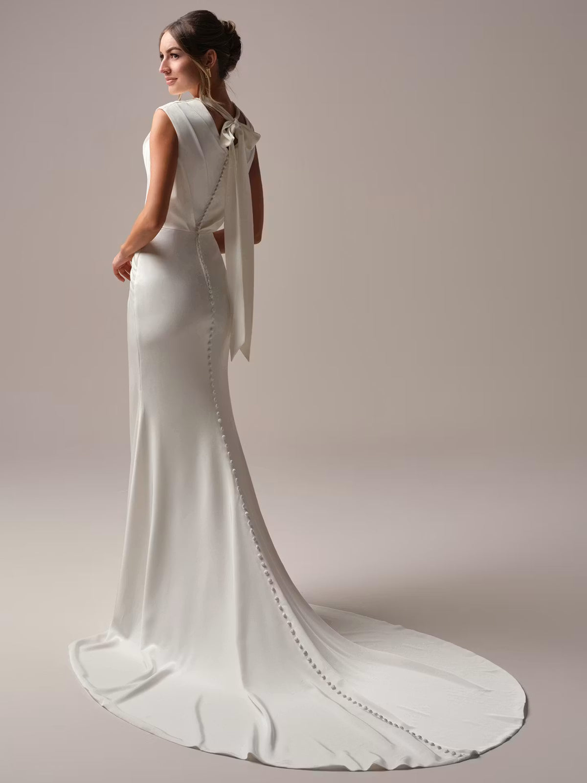 34829-Elegant high neck modern sheath wedding dress