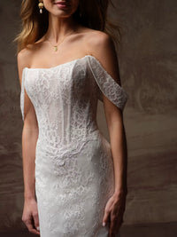 34836-Sultry basque waist glitter tulle lace wedding dress