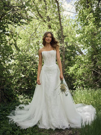 34836-Sultry basque waist glitter tulle lace wedding dress