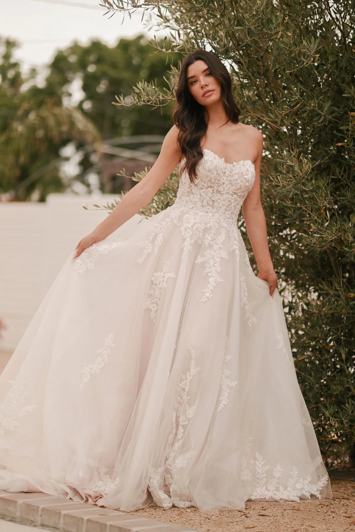 7810-Plus Size Lace and Tulle A-line Wedding Dress