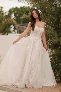 7810-Plus Size Lace and Tulle A-line Wedding Dress