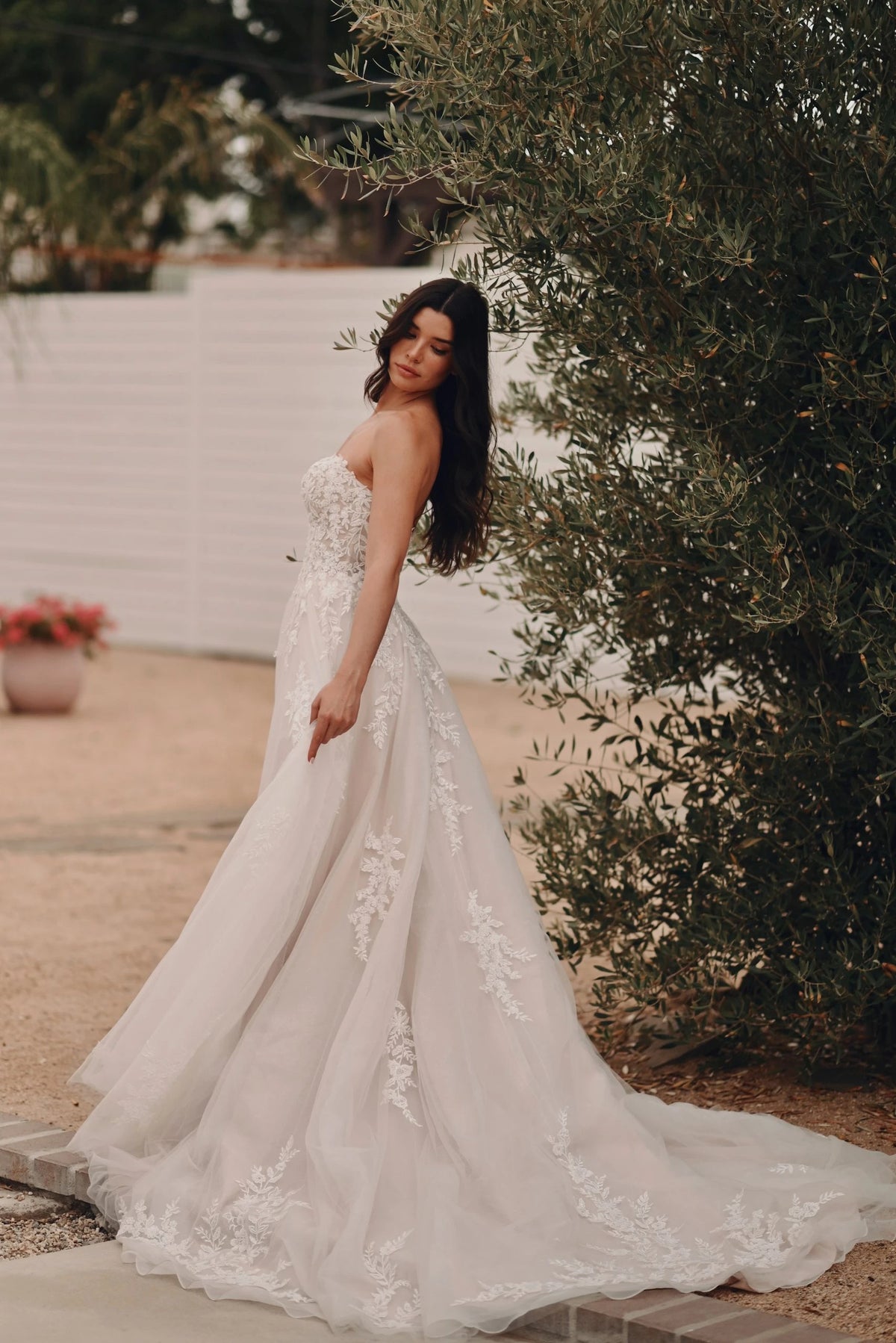 34976-Romantic Floral Lace Designer A-Line Wedding Dress