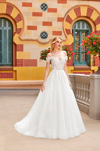 33278 - Romantic Ball Gown Wedding Dress with Sequined Lace Appliques