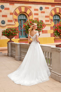 33278 - Romantic Ball Gown Wedding Dress with Sequined Lace Appliques