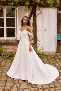 33273 - Romantic A-Line Wedding Gown with Flowy Skirt