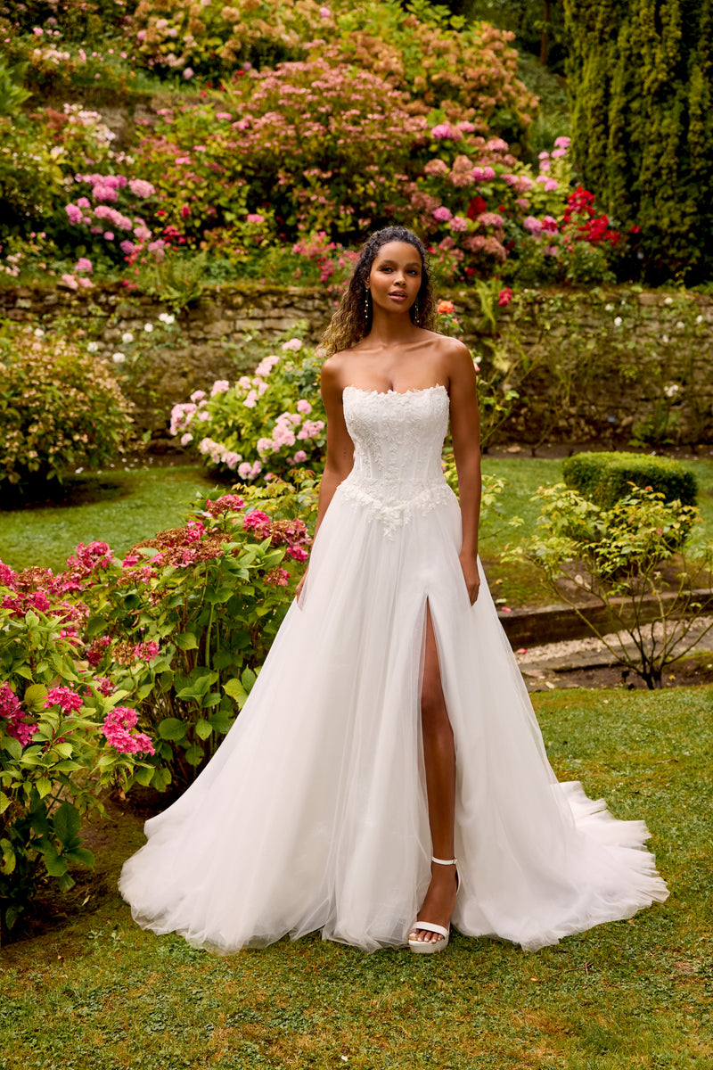 33274 - Modern A-Line Wedding Dress with Subtle Embellishments