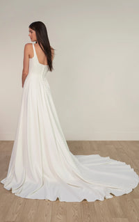 33359 - Matte Satin A-Line Wedding Dress with Square Neckline and Wide Straps
