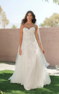 33634 - Soft A-Line Bridal Dress with Lace Detailing