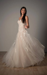 33634 - Soft A-Line Bridal Dress with Lace Detailing