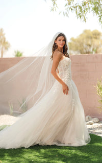 33634 - Soft A-Line Bridal Dress with Lace Detailing