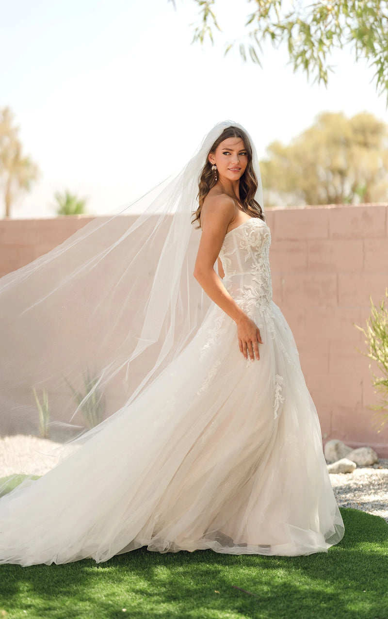 33634 - Soft A-Line Bridal Dress with Lace Detailing