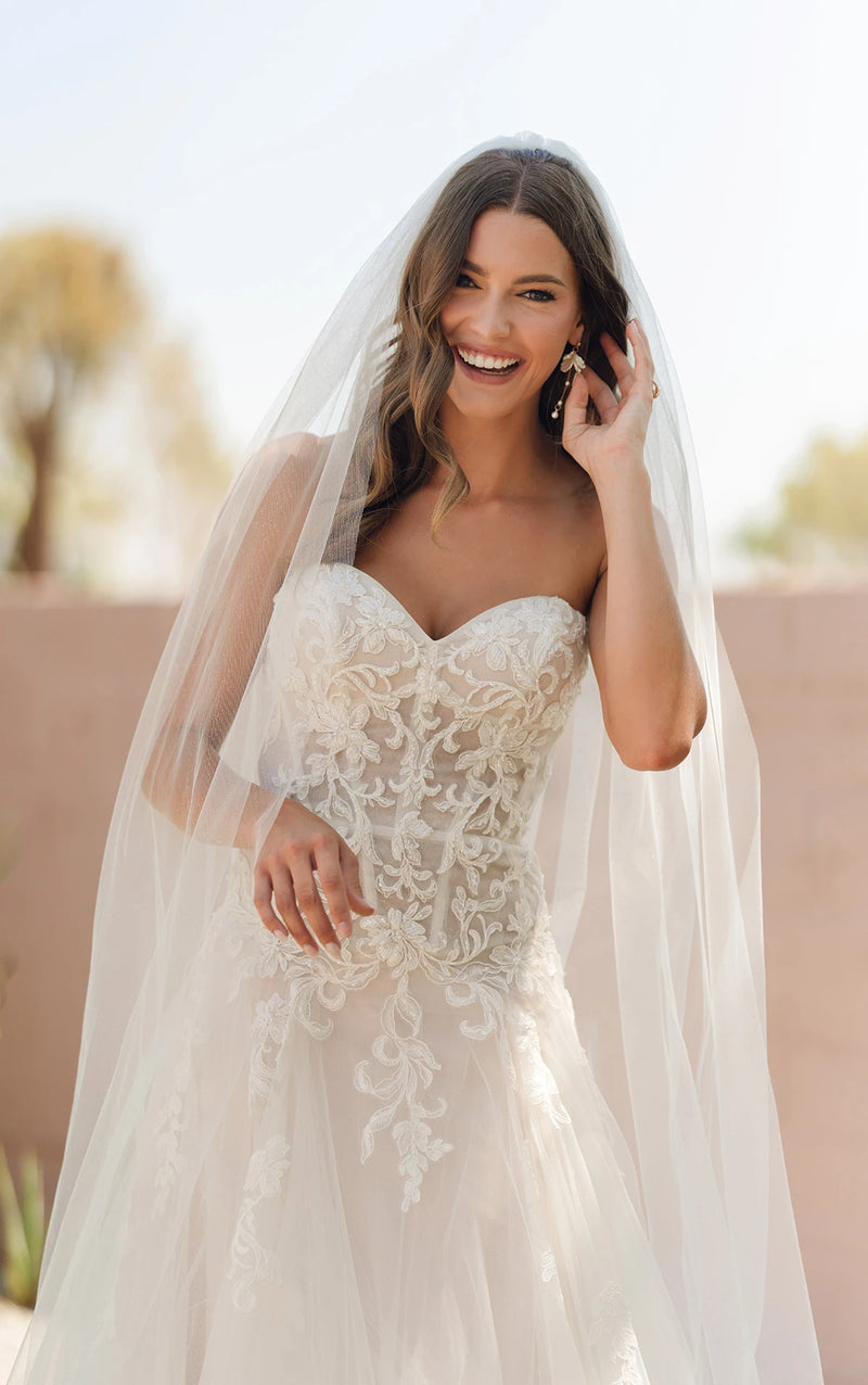 33634 - Soft A-Line Bridal Dress with Lace Detailing