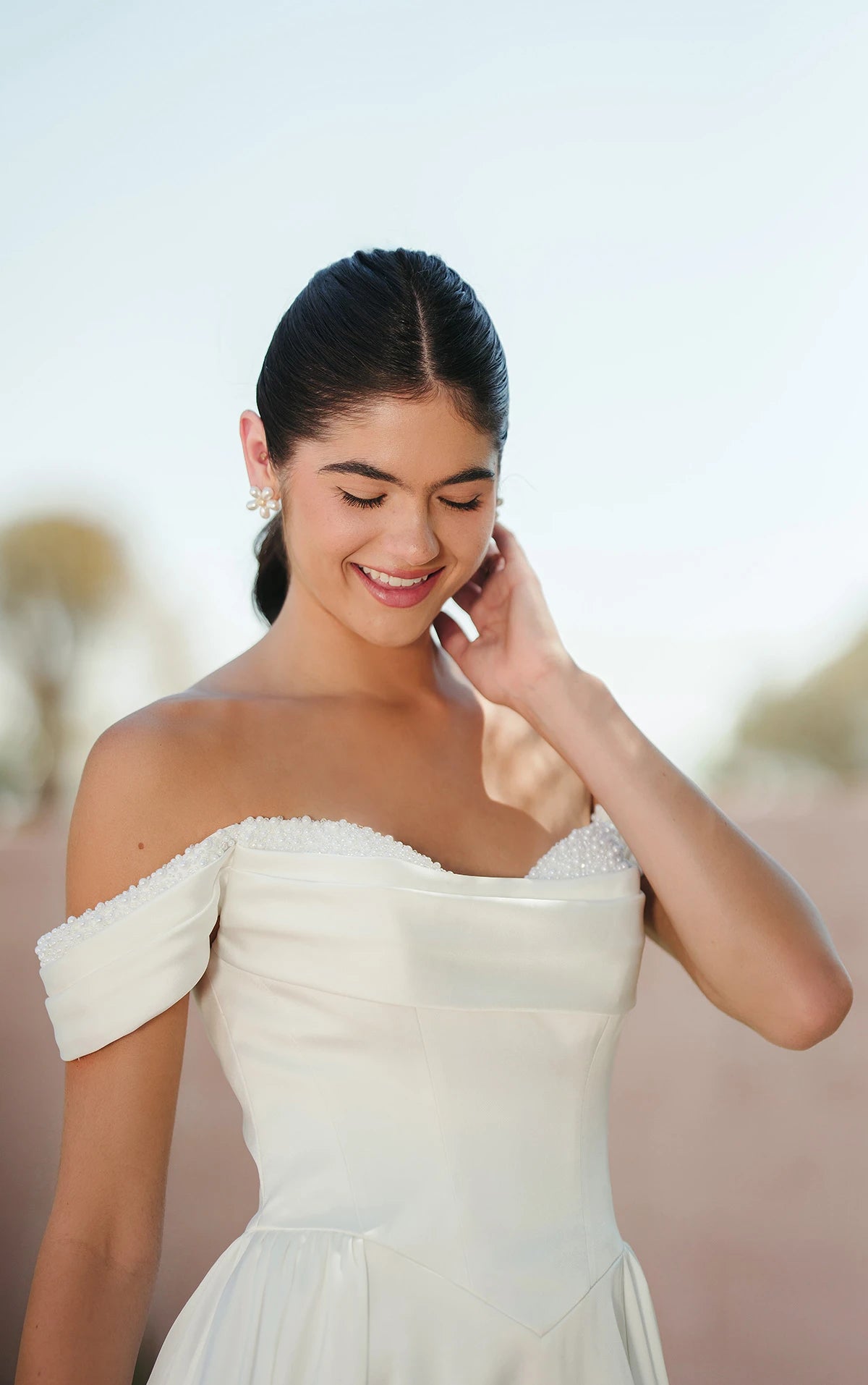 33635 - Satin A-Line Plus Size Wedding Dress with Pearl Sweetheart Neckline