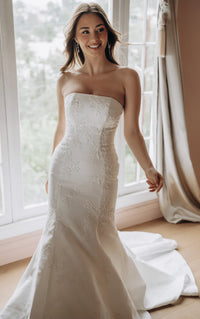 34557-Strapless Mikado Mermaid Wedding Gown