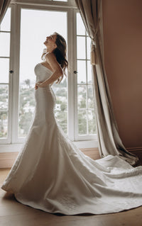 34557-Strapless Mikado Mermaid Wedding Gown