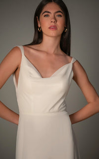 33636 - Chiffon A-line Wedding Dress with Cowl Neckline and Low V-Back