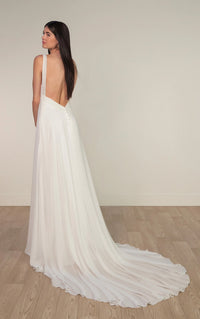 33636 - Chiffon A-line Wedding Dress with Cowl Neckline and Low V-Back