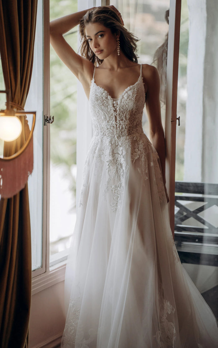 34562-Beaded Lace A-Line Wedding Gown