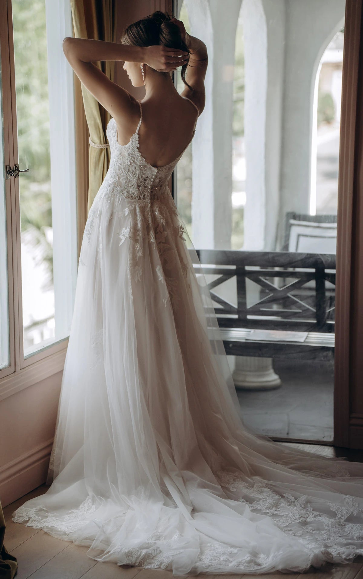 34562-Beaded Lace A-Line Wedding Gown