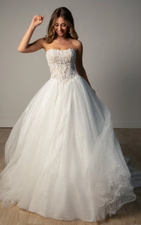 34563-Strapless Lace Ballgown Wedding Gown