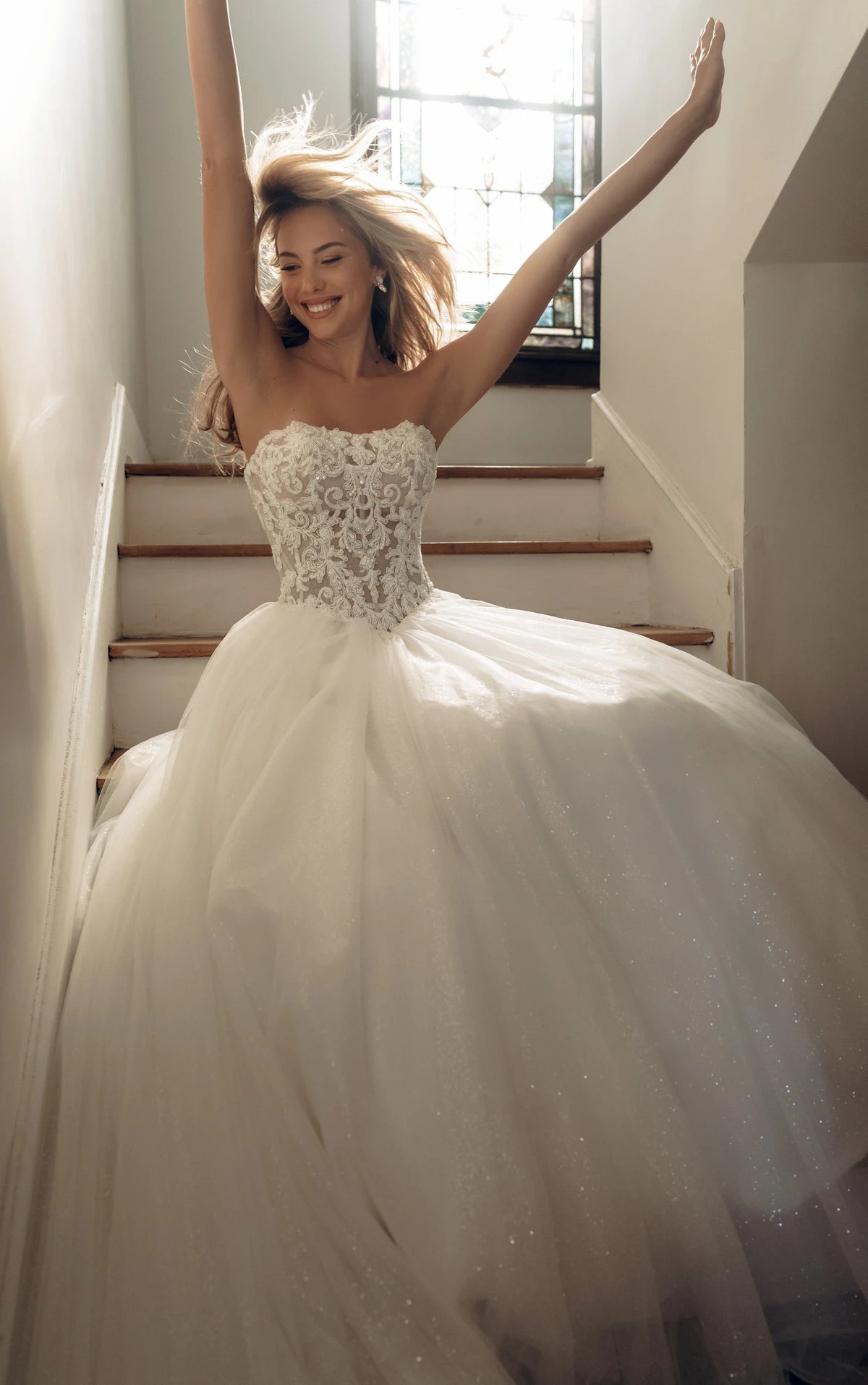 34563-Strapless Lace Ballgown Wedding Gown