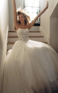 34563-Strapless Lace Ballgown Wedding Gown