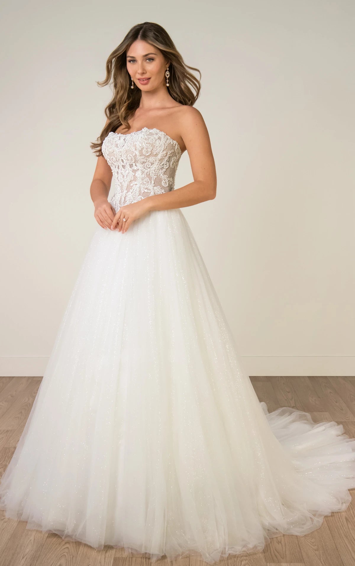34563-Strapless Lace Ballgown Wedding Gown