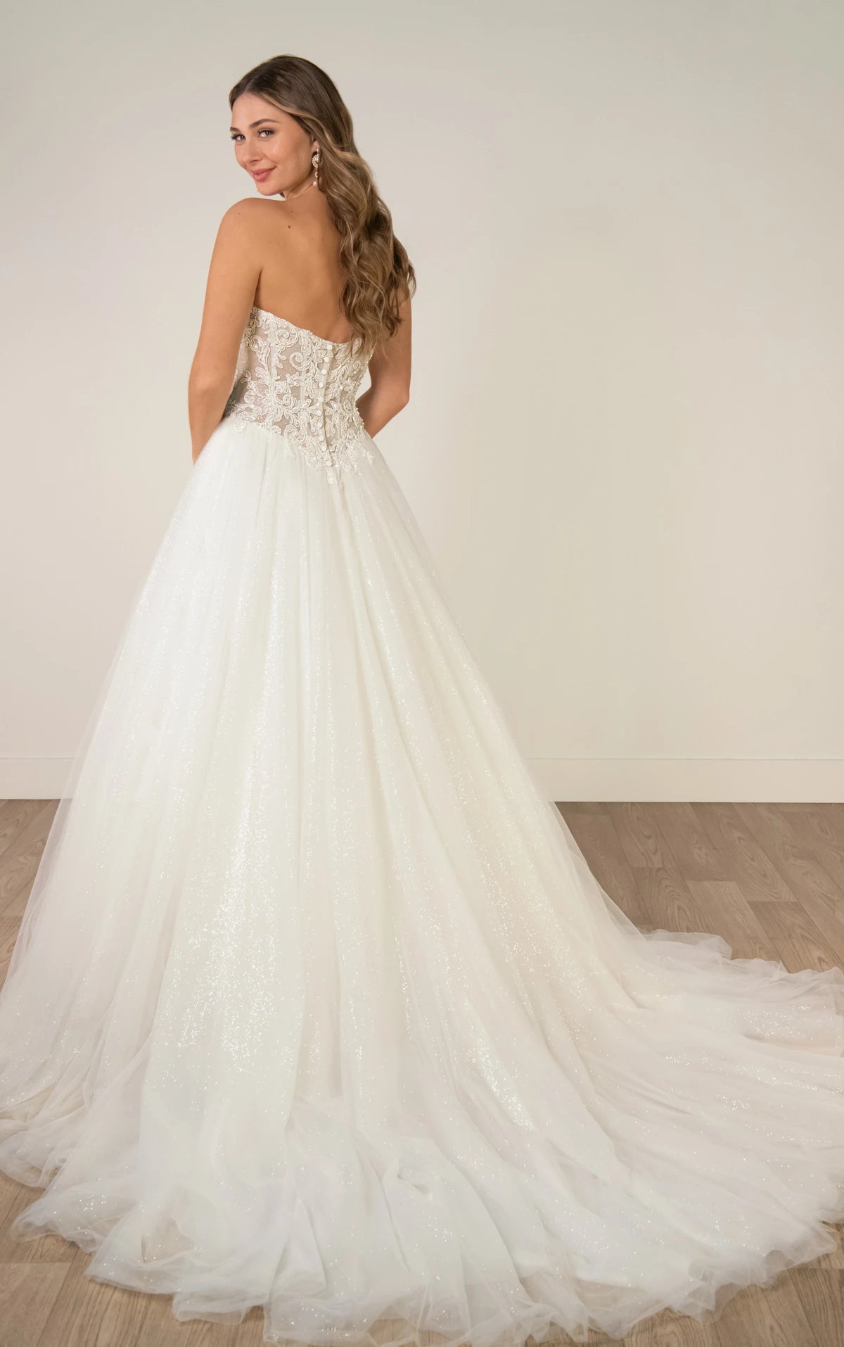 34563-Strapless Lace Ballgown Wedding Gown