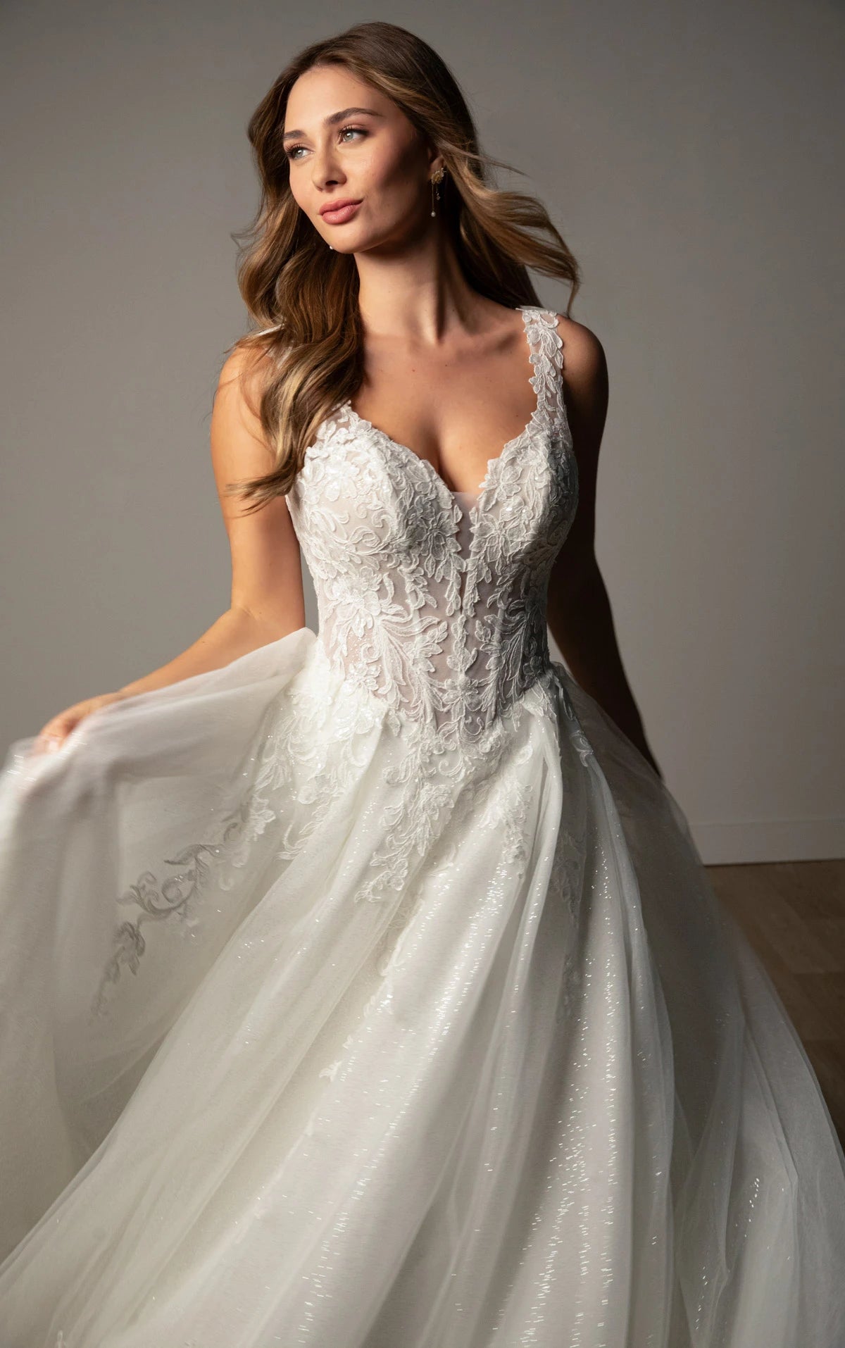34822-Sparkle Tulle and Lace A-Line Wedding Gown