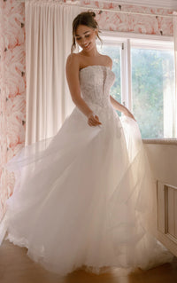 34823-Lace and Tulle A-Line Wedding Gown