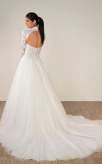 34823-Lace and Tulle A-Line Wedding Gown