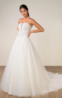 34823-Lace and Tulle A-Line Wedding Gown