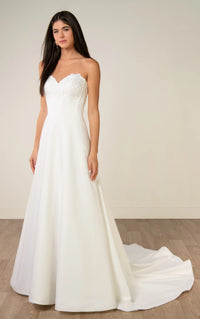 34567-Strapless Lace and Matte Satin A-Line Wedding Gown
