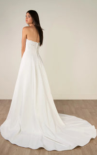 34567-Strapless Lace and Matte Satin A-Line Wedding Gown