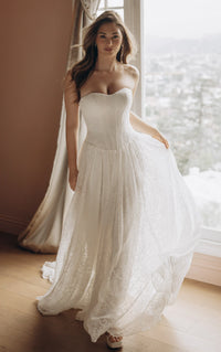 34825-Allover Lace A-Line Wedding Gown