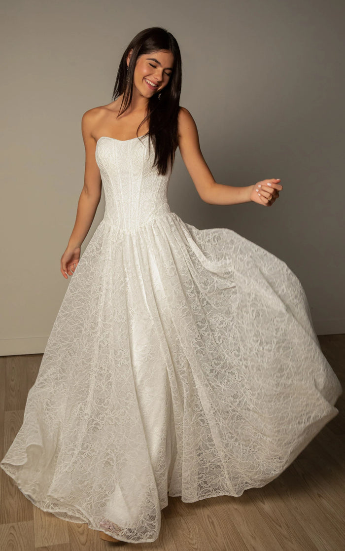 34825-Allover Lace A-Line Wedding Gown