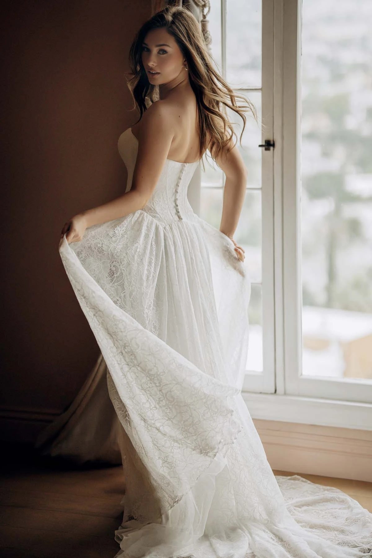 34825-Allover Lace A-Line Wedding Gown