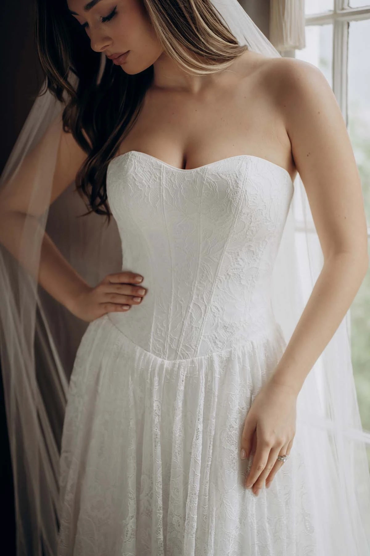 34825-Allover Lace A-Line Wedding Gown