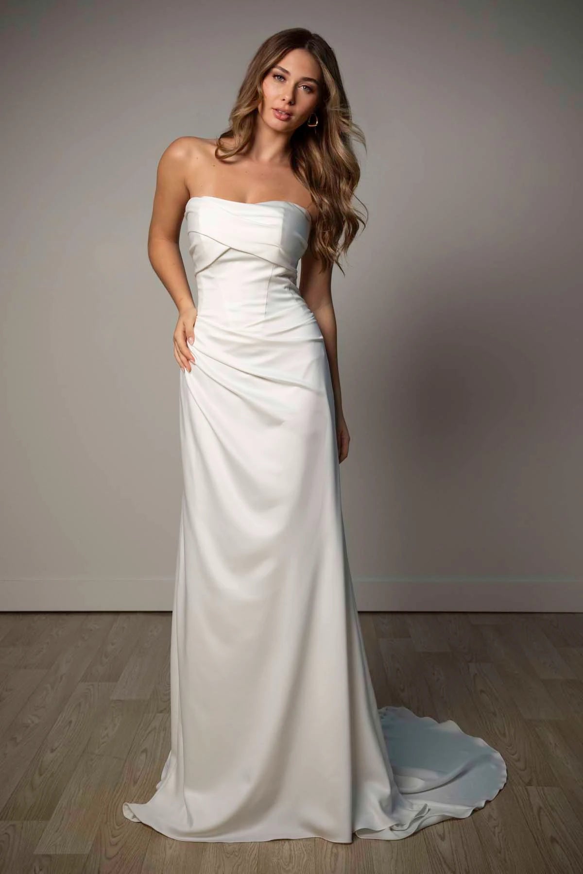 34826-Soft Satin Column Wedding Dress