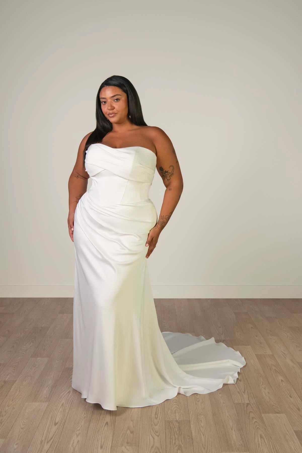 34826-Soft Satin Column Wedding Dress