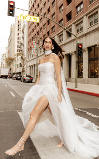 33385 - Soft A-Line Bridal Dress with Lace Detailing