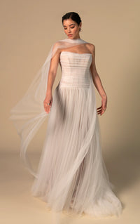 33385 - Soft A-Line Bridal Dress with Lace Detailing