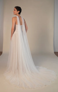 33385 - Soft A-Line Bridal Dress with Lace Detailing