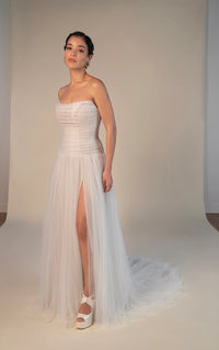 33385 - Soft A-Line Bridal Dress with Lace Detailing