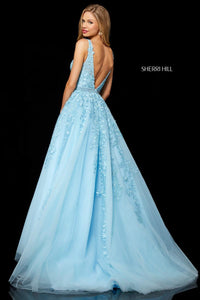 Sherri Hill Dress 11335 V-Neck A-Line Gown with Floral Appliqué