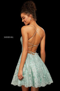 Sherri Hill Dress 52512 - Spaghetti Strap Lace Short A-line