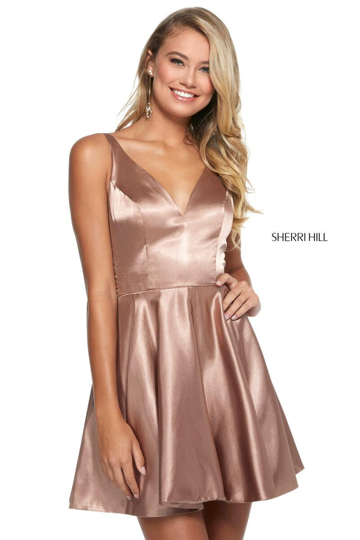 Sherri Hill Dress 53081 - V-Neck Short A-Line Satin