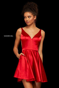 Sherri Hill Dress 53081 - V-Neck Short A-Line Satin