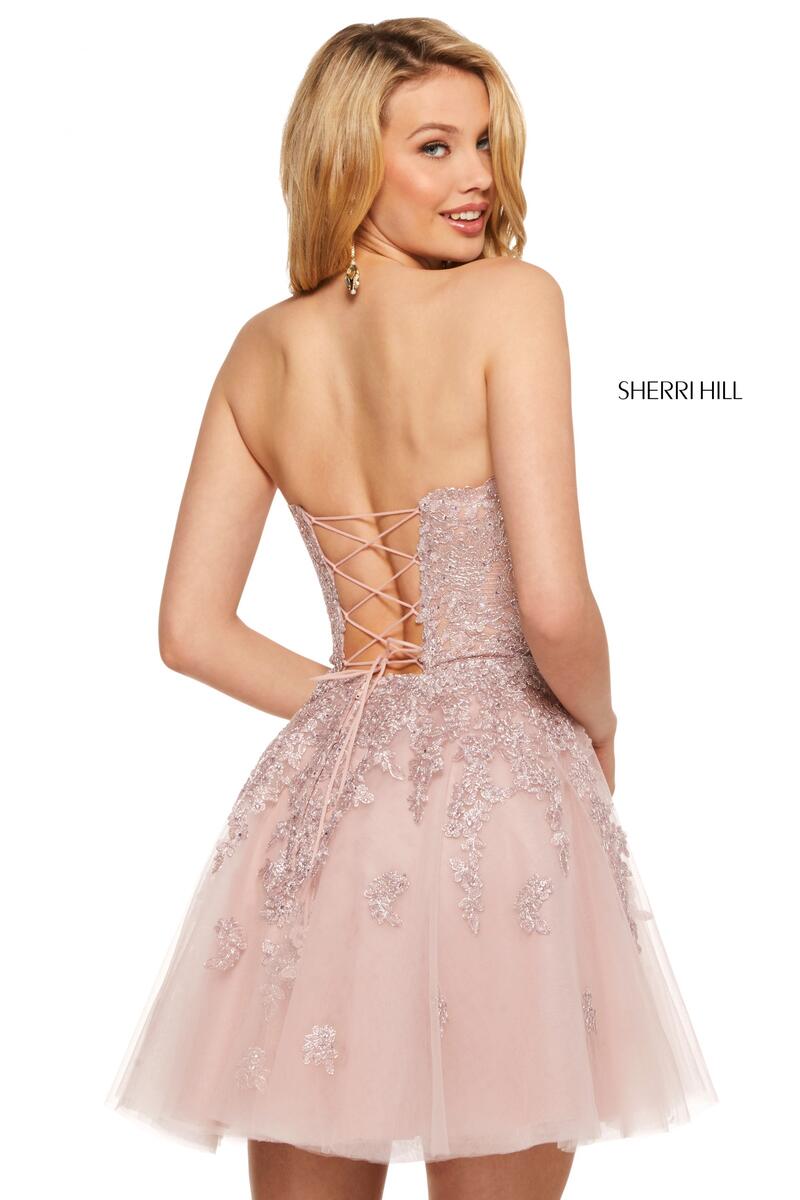 Sherri Hill Dress 53099 - Strapless Short A-Line with Lace