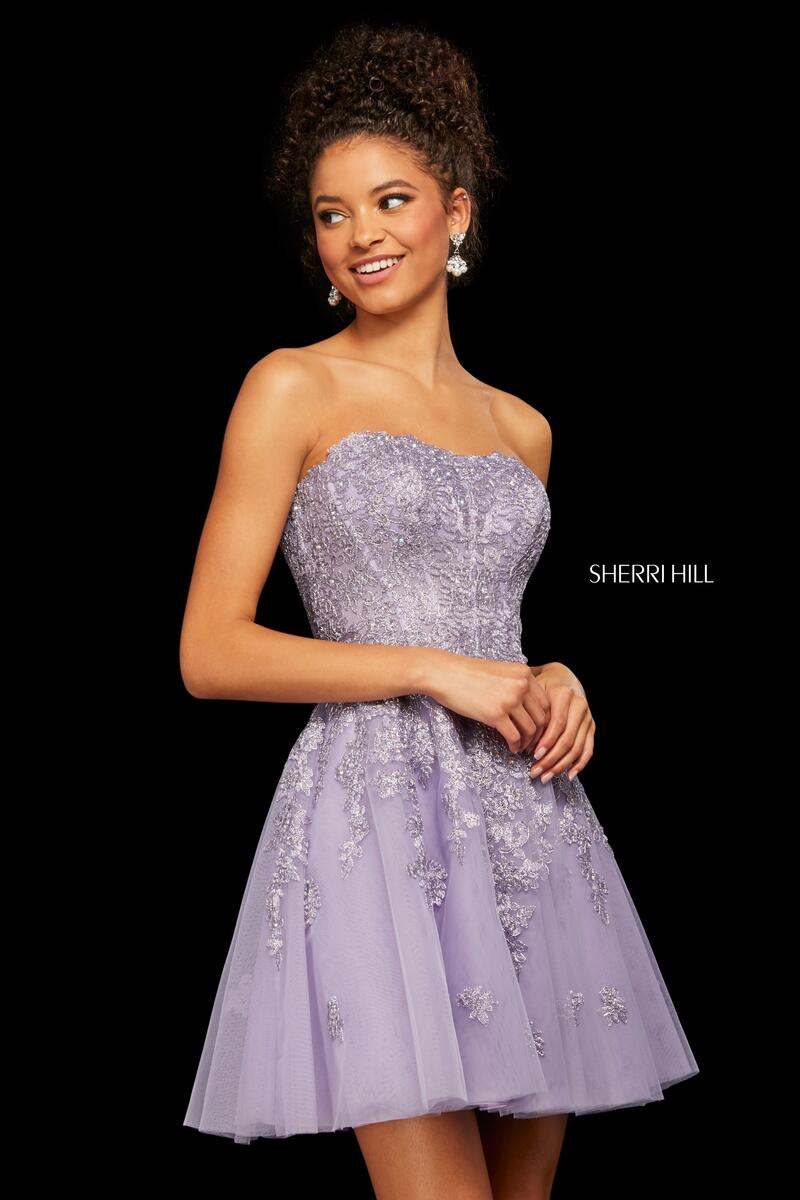 Sherri Hill Dress 53099 - Strapless Short A-Line with Lace